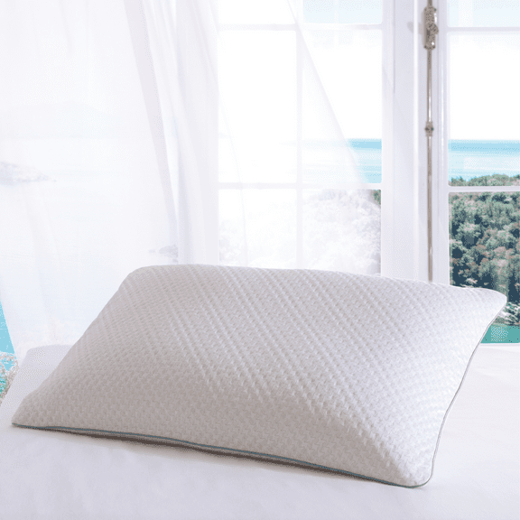 Yatas Bedding Therapy Cool Pillow with Washable Zipper Pillowcase, Bed Pillows for Sleeping,Shredded Memory Foam Pillow,Cooling Effect with Special Fabric, Back/Side Sleepers, White/Grey (Standard)