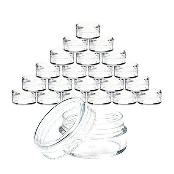 Yatlte 100 Pcs 3g Empty Plastic Containers with Lids, Tiny Makeup Sample Containers, Small Pot Jars Clear Round Cosmetic Jars for Liquid Sample Powder Creams