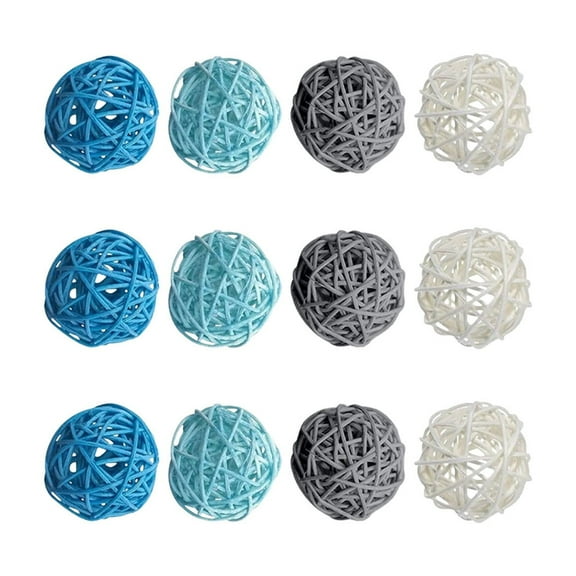 Yatlte 12 Pcs Wicker Rattan Balls, Vase Fillers Potpourri Bowl Filler for Home Bathroom Living Dining Room Table Decor DIY Craft