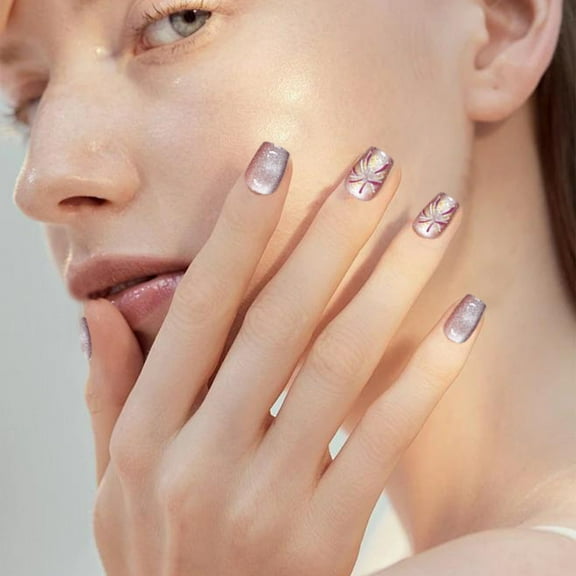 Yatlte 24 Pcs Nude Pink Press on Nails Short Square - Cute Fake Nails Press ons Glossy Nail Tips Full Cover False Nails with Designs Glue on Nails Kit Acrylic Set Festival Nail Art DIY for Women