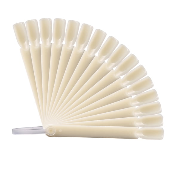 Yatlte 32 Pcs Clear Nail Swatch Sticks with Ring, Fan Shape Nail Art Polish Display Tips, False Nail Sample Sticks, Nail Practice Color Display, Transparent Polish Board for Nails