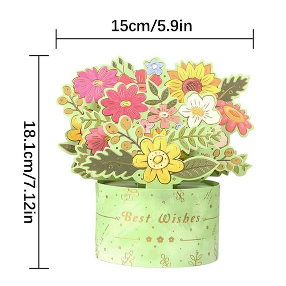 Yatlte 3D Pop-Up Lily Flower Card, Handmade Spring Greeting Card for Mother’s Day, Birthdays, Graduation, or Housewarming, Colorful Floral Bouquet in Vase Design, with Envelope and Blank Note Card