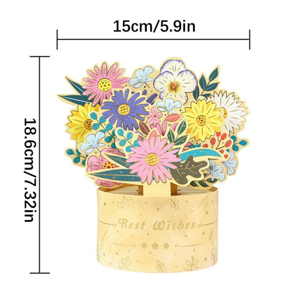 Yatlte 3D Pop-Up Lily Flower Card, Handmade Spring Greeting Card for Mother’s Day, Birthdays, Graduation, or Housewarming, Colorful Floral Bouquet in Vase Design, with Envelope and Blank Note Card