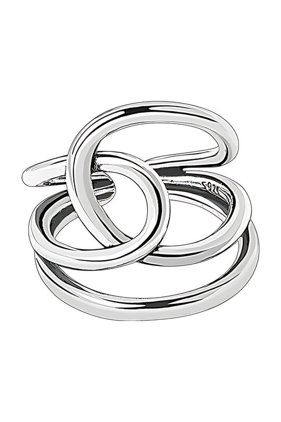 Adjustable Circle Ring, Simple Link Chain Knuckle Rings CZ, Fashion Stacking Finger Jewelry