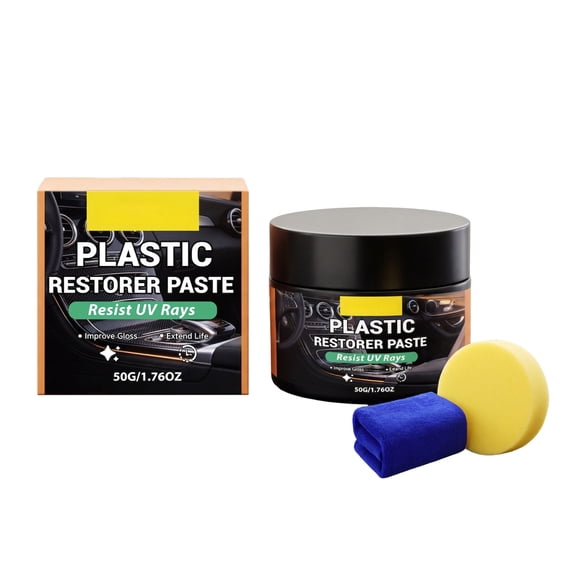 Yatlte Advanced Plastic Restorer Paste for Cars - Scratch Repair & Cleaner, Long-Lasting Ceramic Coating for Interior & Exterior Trim, Dashboard, Bumpers - Revives Faded Black Plastic, Non-Greasy