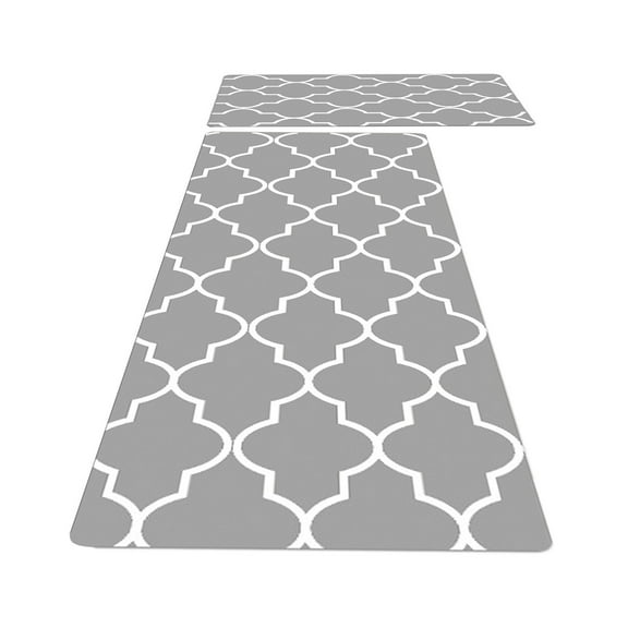 Yatlte Anti-Fatigue Kitchen Mat Set, 2-Piece Memory Foam Cushioned Mats for Standing – Black, 19.6×63& 19.6×31, 0.4 in Thick, Waterproof, Non-Slip – Homergy