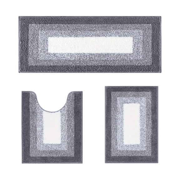 Yatlte Bathroom Rugs Sets 3 Piece, Soft Absorbent Microfiber Bath Mats and U-Shaped Contour Toilet Rug, Home Decor Accessories, Non-Slip, Bath Mat Set for Bathroom