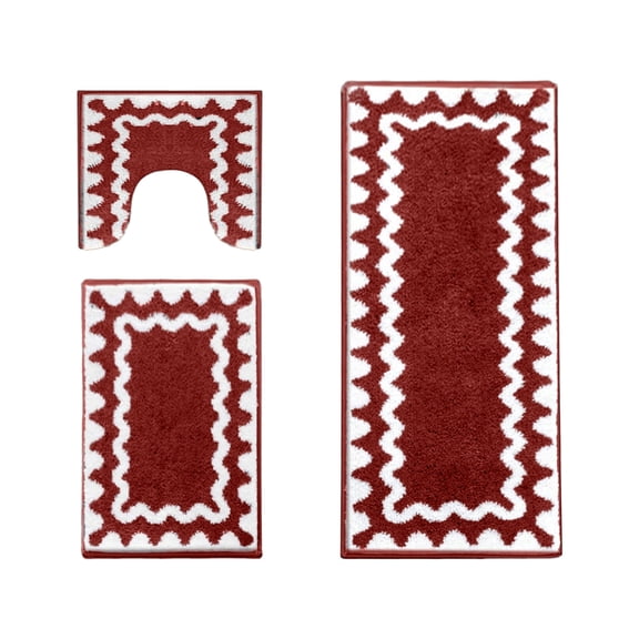 Yatlte Bathroom Rugs Sets, Washable Non Slip Soft Bath Mats for Shower and Tub, Plush Absorbent Microfiber Toilet Rug U Shaped