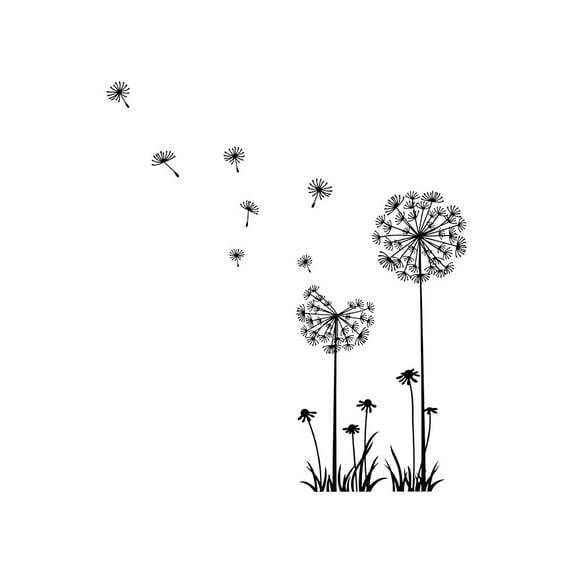 Yatlte Black and White Dandelion Wall Stickers, Attractive Flying Flower Wall, Decals Peel and Stick Creative Self Adhesive Wall, Art Sticker for Bedroom Living Room Office Sofa Wall Decor