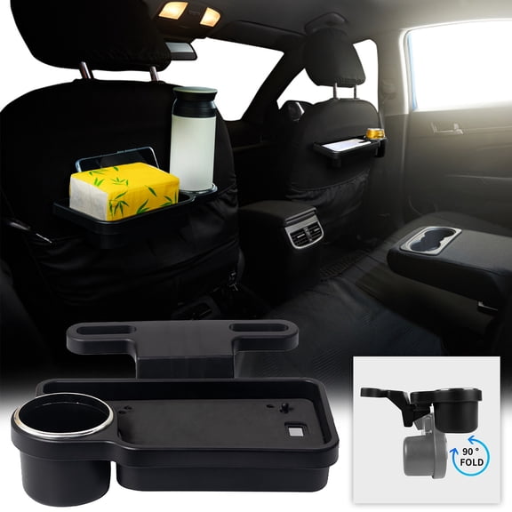 Yatlte Car Cup Holder Expander Tray with Storage Box 4 in 1 Detachable Food Table Tray, Car Back Seat Organizer Foldable Desing, Automotive Accessories for Most Vehicles