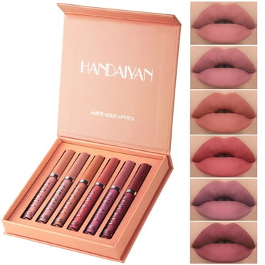 Yatlte Clearance 6Pcs Matte Liquid Lipstick Set, Dark Bright Red 24-hour Lip Gloss Kit Long-Lasting Waterproof Lip Stain Non-Stick Cup Not Lipgloss Set for Women