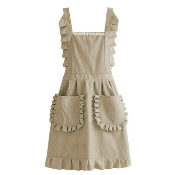 Yatlte Cute Aprons, Cotton Linen Pinafore Apron for Women with Pockets Vintage Apron Dress for Kitchen, Chef Baking Gardening Painting