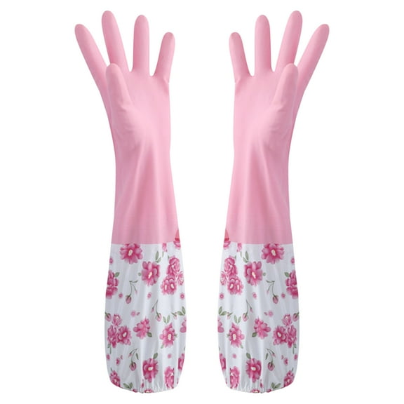 Yatlte Dishwashing Cleaning Gloves, Household Kitchen Dishwashing Gloves, Dish Gloves with Flocked Liner, Long cuff, Non-Slip Cleaning Gloves, Latex Free