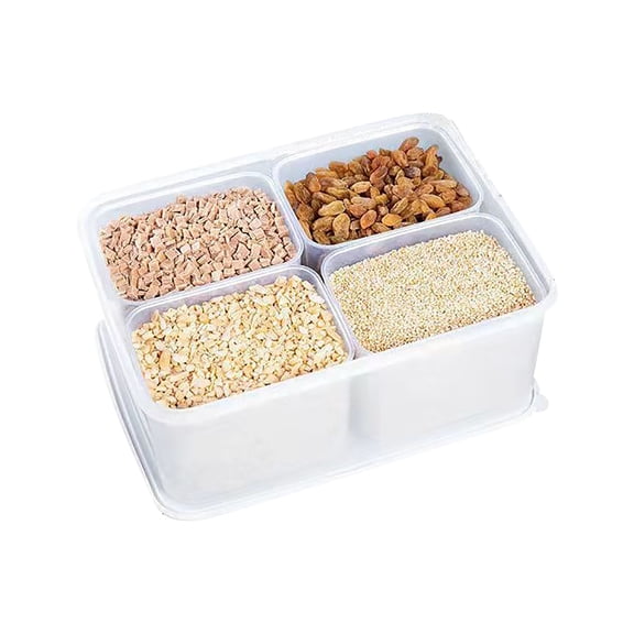Yatlte Divided Veggie Tray with Lid - 4 Compartment Clear Snack Containers for Fridge, Stackable Produce Saver Storage for Fruits, Vegetables, Meat & Fish