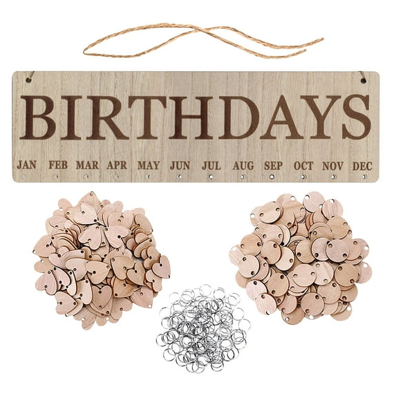 Yatlte Family Birthday Board, DIY Wooden Calendar Wall Hanging Birthday Reminder Plaque with 100 Wooden Tags, Reminder DIY Calendar for Home Party Decoration