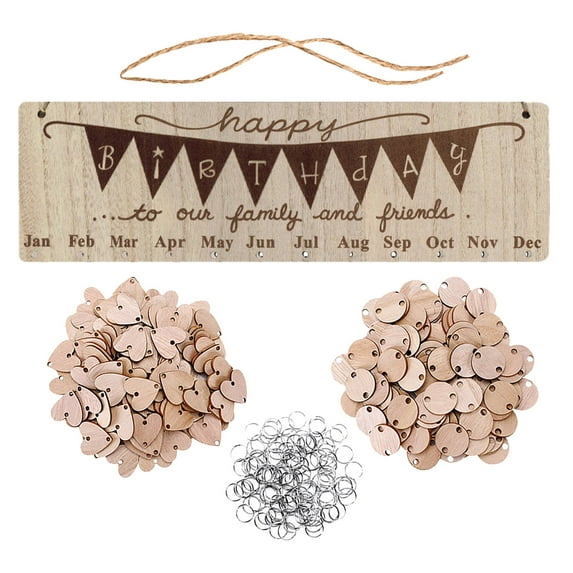 Yatlte Family Birthday Board, DIY Wooden Calendar Wall Hanging Birthday Reminder Plaque with 100 Wooden Tags, Reminder DIY Calendar for Home Party Decoration