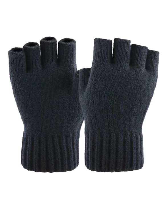 Fingerless Gloves for Men Women - Winter Warm Half Finger Gloves for Typing, Driving, Everyday Use