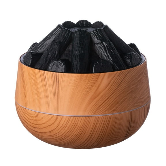 Yatlte Flame Fireplace Aroma Essential Oil Diffuser, USB Personal Desktop Humidifiers for Home Bedroom Office Travel with LED Light, Auto-Off, Bass Work(Black-Crackle)