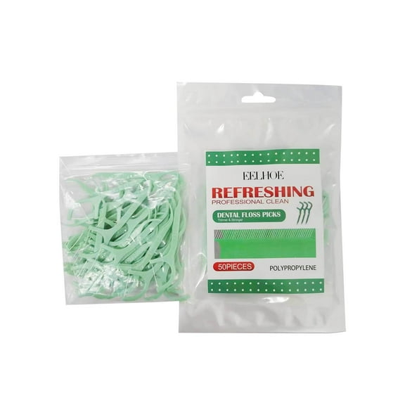 Yatlte Floss Singles - 50 Count Individually Wrapped Dental Floss Picks, Unbreakable & Portable for Travel/Office, Teeth Cleaners for Adults