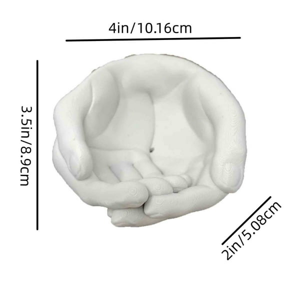 Yatlte Hand Shaped Succulent Planter Pot, Crystal Holder Display, Air Plant Holder Hand Planter, Key Bowl Ring Dish Trinket Dish Candy Dish - Candle Holder (White)