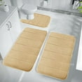 thumbnail image 1 of Yatlte Khaki Velvet Fleece Bath Rug Set, Non-Slip (3 Pieces), 1 of 8