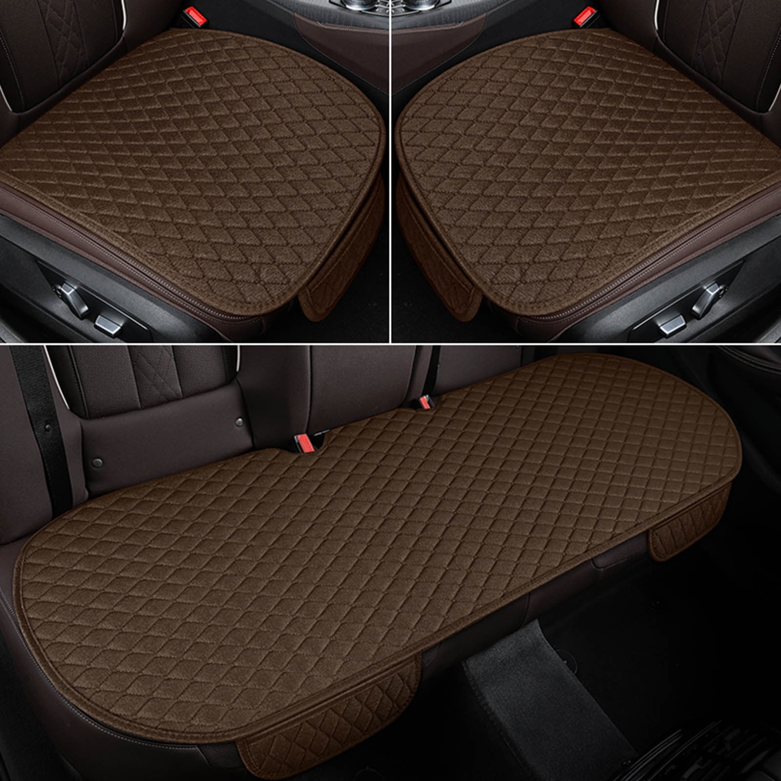 Yatlte Linen Car Seat Covers Cushion with Storage Pocket, Luxury Include Front Car Seat Protector and RearCar Seat Cushion, Compatible with 95% Vehicles, Fit for Cars Truck SUV