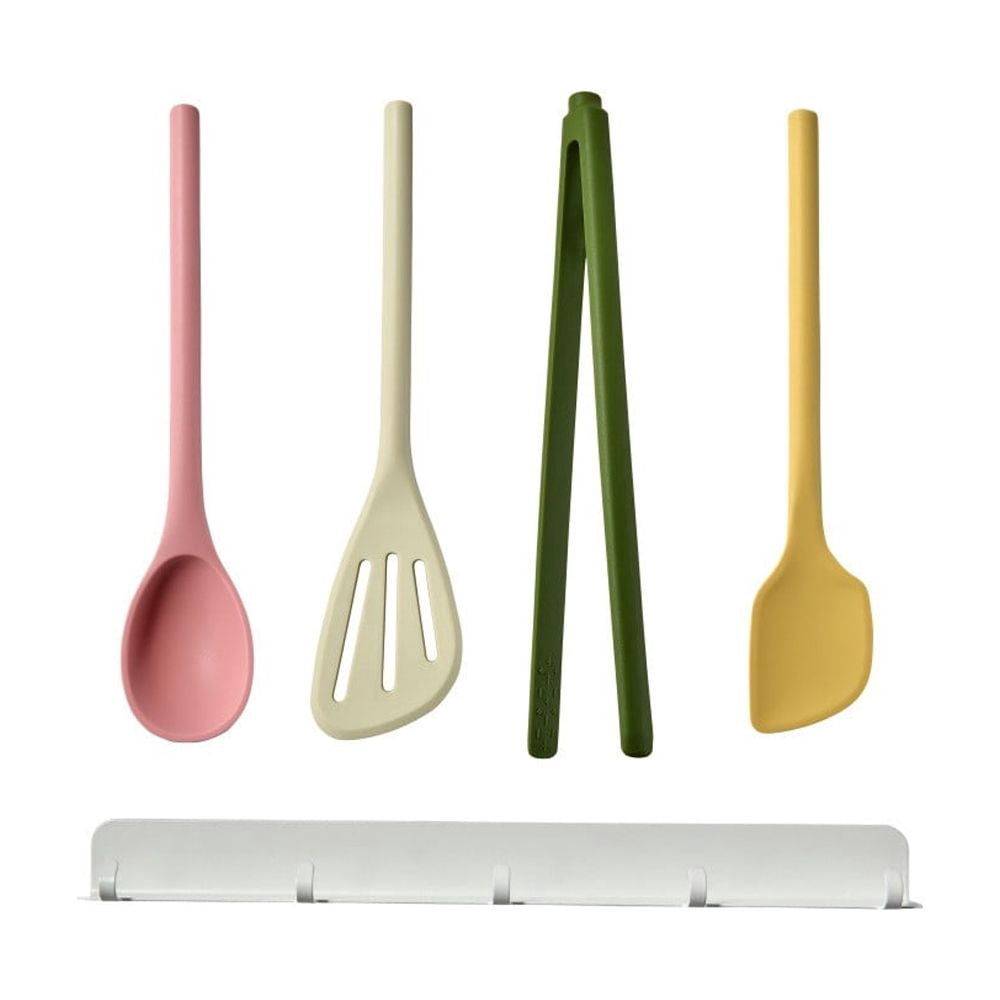 Yatlte Magnetic Cooking Utensils Set with Adhesive Wall Rack, Colorful ...