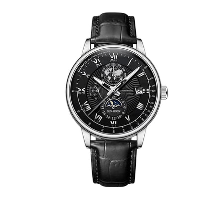 Yatlte Mens Leather Band Quartz Watch, Men's Analog Business Working Roman Numeral Casual Waterproof Watches with Calendar Date Daily Dress Fashion Wristwatch