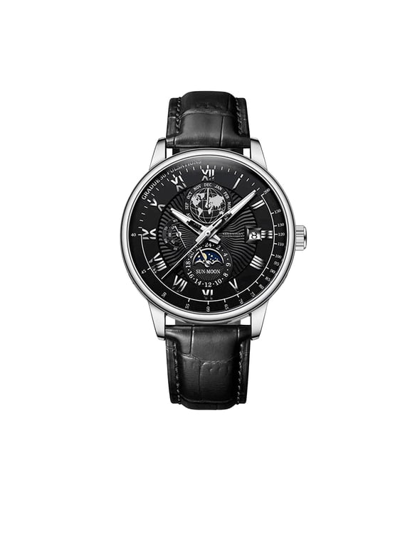 Mens Leather Band Quartz Watch, Men's Analog Business Working Roman Numeral Casual Waterproof Watches with Calendar Date Daily Dress Fashion Wristwatch