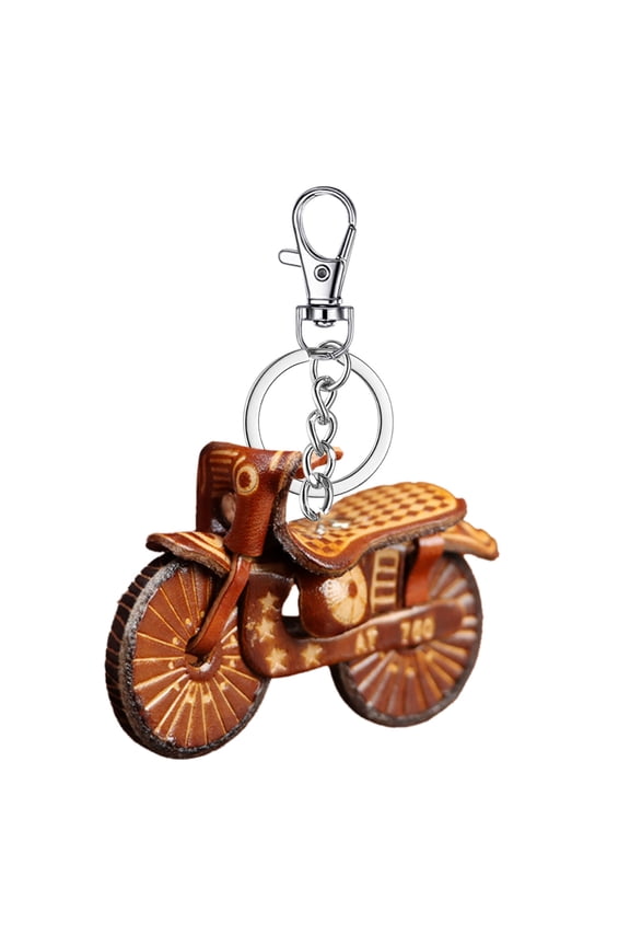 Motorcycle Vehicles 3D Leather Keychain - Collectible Keyring Charm Pendant Made in Japan