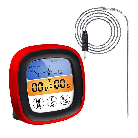 Yatlte Multifunctional Digital Thermometer for Cooking, Food Thermometer+Thermometer Alarm+Kitchen Timer, Large Color Screen, Instant Read, Fast Response, Kitchen Oven Meat Thermometer