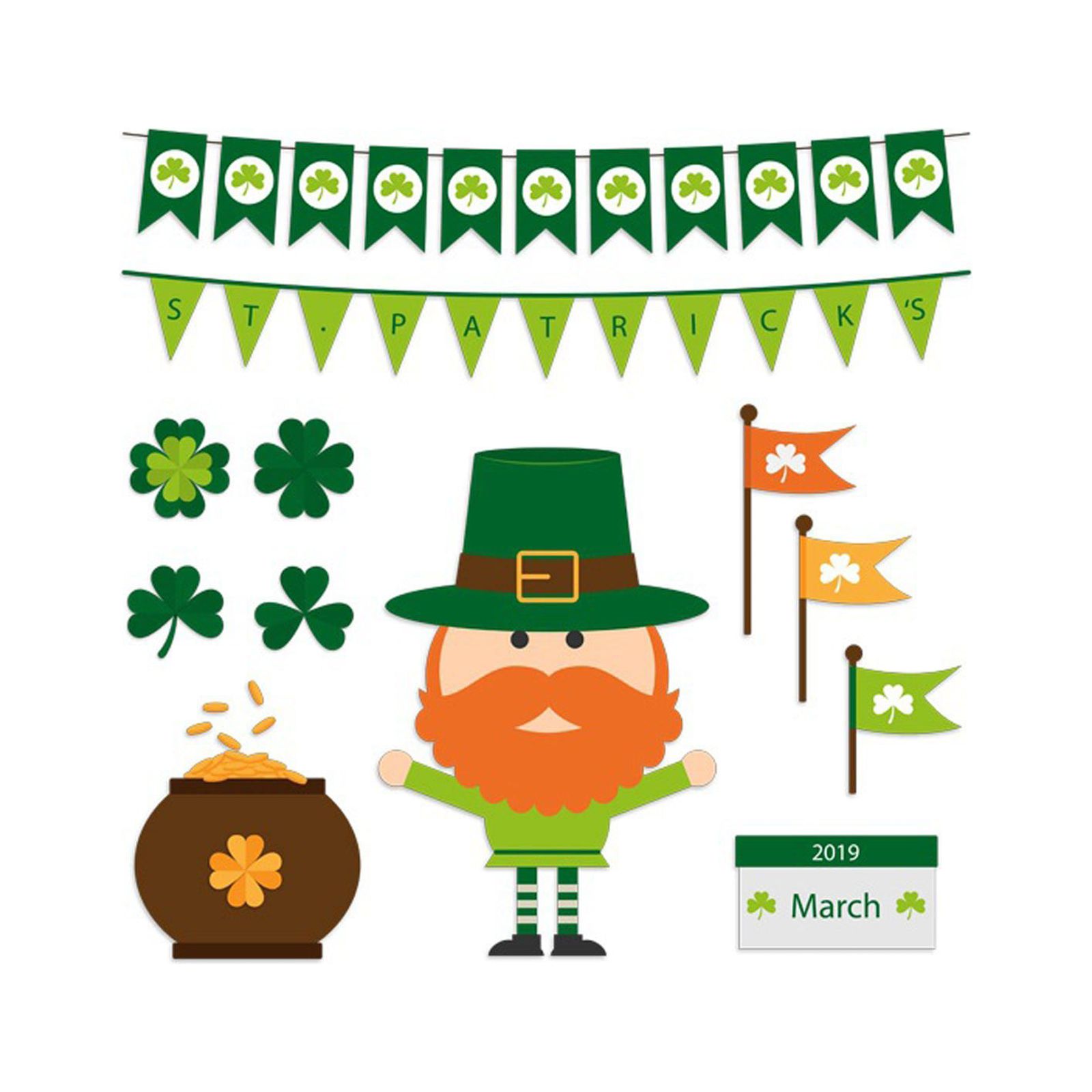Yatlte Patrick's Day Thick Gel Clings, Cute Lucky Shamrock Rainbow Elf Window Gel Decals Reusable Irish Holiday Window Clings for Home Classroom Nursery Decorations Party Supplies Gift