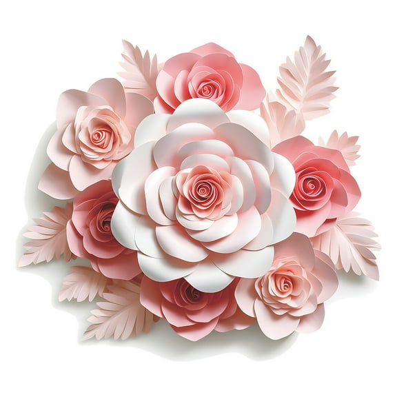 Yatlte Pink Art Decals 3D, Large Flower Wall Art Decals 3D Fabric Floral Wall Stickers, Flowers Wall Decals Watercolor Rose Wall Sticker DIY Removable Peel - Office Home Backdrop Decor