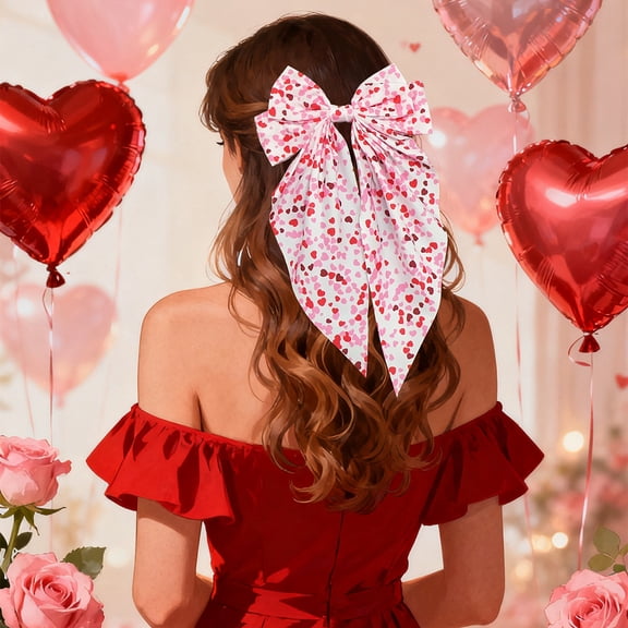 Yatlte Red Glitter Bow Clips, Large Hair Bows Ponytail Holder Hair Accessories for Girls Women Teens for Cheerleading, Dance, Party