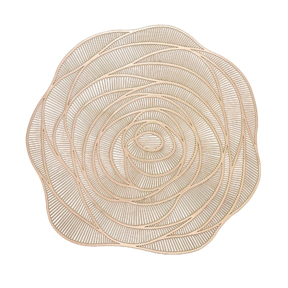 Yatlte Round Placemats Gold Rose Table Mats, Heat Resistant Mat Washable Non-Slip for Kitchen and Dining Holiday Wedding Accent Centerpiece