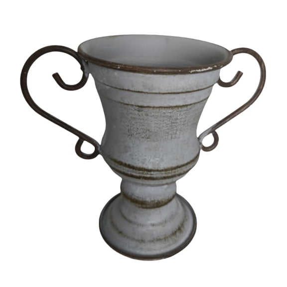 Yatlte Rustic Farmhouse Flower Pot, Antique Urn Planter Pedestal Vase Distressed Metal Vase Tall Trumpet Fancy Arrangement Pots for Centerpiece Flower Holder for Wedding Party Home