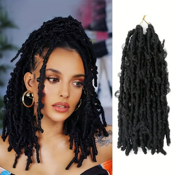 Yatlte Short Faux Locs Crochet Hair 12Inch Soft Locs wavy Dreadlocks Crochet Braids Natural Black Pre-Looped Crochet Hair for Women