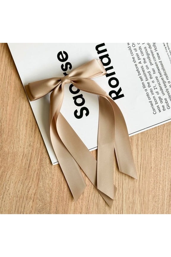 Silky Satin Hair Bows Clips, Double Layer Hair Ribbon Hair Barrettes With Long Tails for Women and Girls Daily Hair Accessories