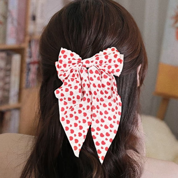 Yatlte Silky Satin Hair Bows Ribbon Hair Barrettes Clip Large Bow Hair Slides Metal Clips French Barrette Long Tail Hair Accessories Hairpin for Women Girls