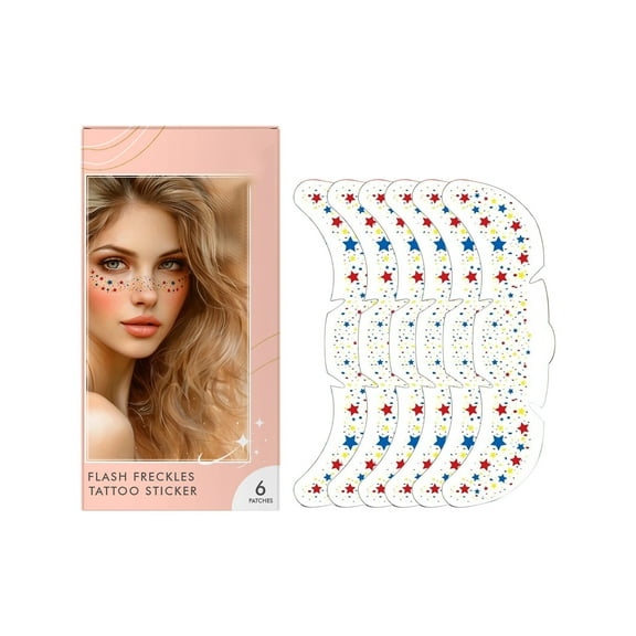 Yatlte Silver Face Makeup Patches, Silver Glitter Freckles Face Tattoo, Easy Application Sparkle Makeup Freckles, Waterproof Glitter Temporary Tattoos for Women