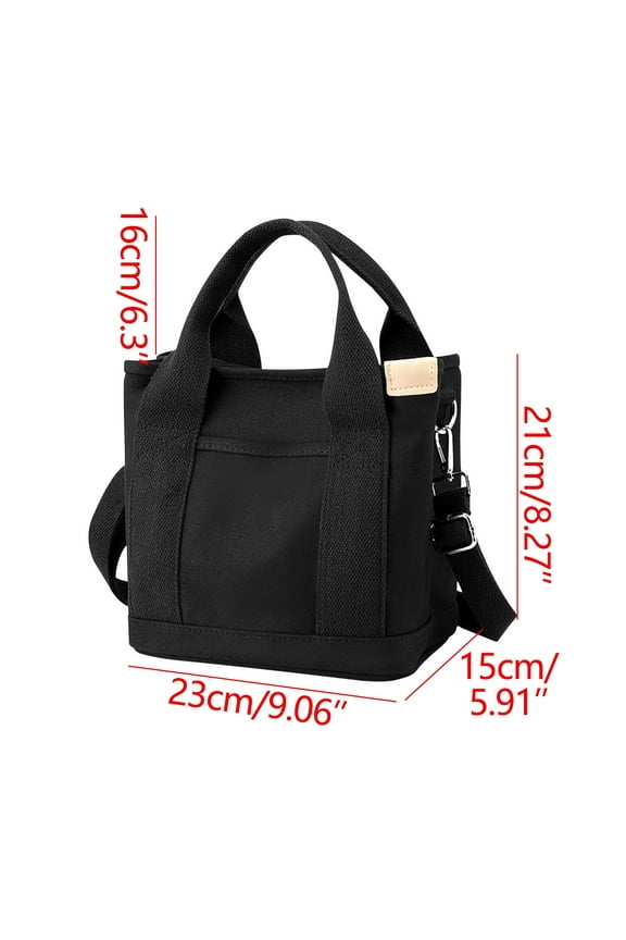 Small Canvas Tote Bag with Zipper, Multi Pocket Shoulder Crossbody Handbag Bag with Compartments for Work