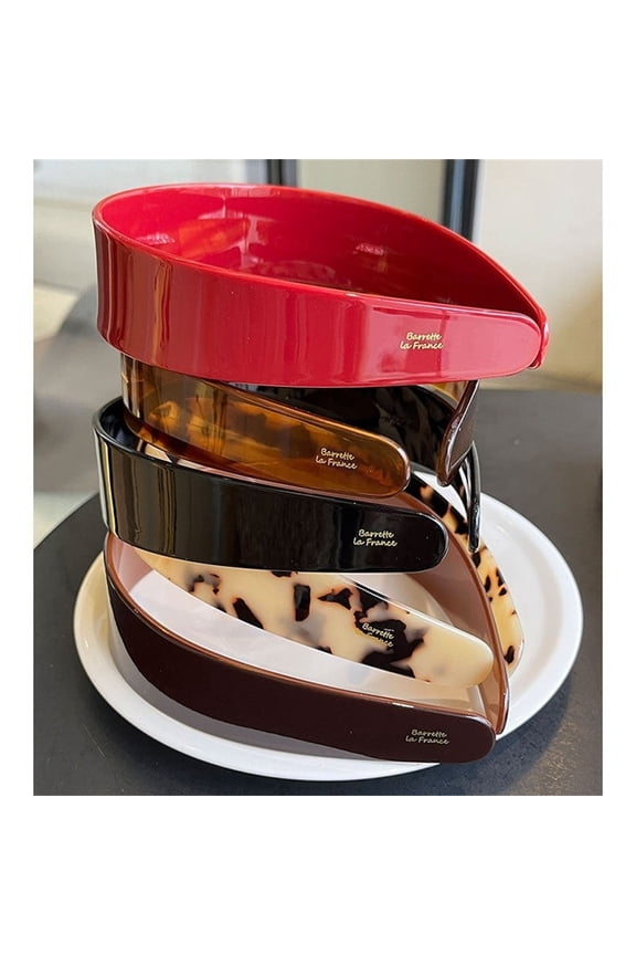 Tortoise Shell Headbands for Women, No Slip Versatile Wide Acetate Retro Plastic Headbands (Dark Tortoiseshell)