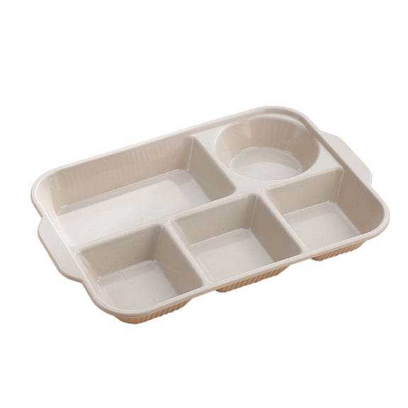 Yatlte Unbreakable Divided Plate, Reusable Plastic Lunch Trays With 5 Compartments, Serving Meal Plate for Adults, Microwave & Dishwasher Safe For Daily Use