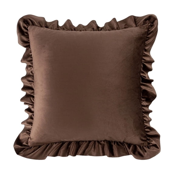 Yatlte Velvet Ruffle Throw Pillow Covers Couch, Decorative Pillowcases with Ruffles 18x18 Inch Solid Color Shabby Chic Farmhouse Cushion Cover for Living Room Sofa Bed