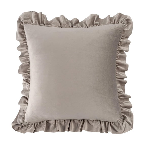 Yatlte Velvet Ruffle Throw Pillow Covers Couch, Decorative Pillowcases with Ruffles 18x18 Inch Solid Color Shabby Chic Farmhouse Cushion Cover for Living Room Sofa Bed