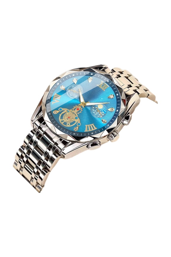 Watch Men Luxury Watches for Men, Big Face Stainless Steel Business Dress Analog Quartz Watch with Day Waterproof, Mens Wrist Watch