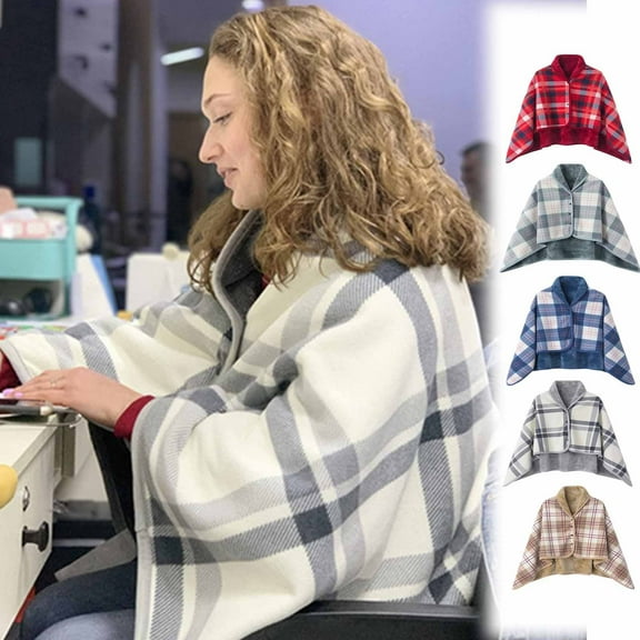 Yatlte Wearable Blanket Ultra Soft Flannel Shawl Blanket With Pockets And Buttons, Reversible Blanket, for Women and Men