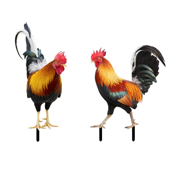 Yatlte White Rooster Outdoor Decorative, Weatherproof (2 Count)