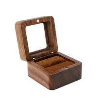 Yatlte Wooden Ring Box, Mini Engagement Ring Holder Box with Single Slot, Square Wedding Ring Box with Sponge Slot, Elegant and Retro Ring Holder Box for Proposal