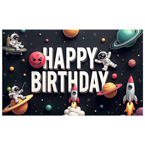 Yatrandify Astronaut Design Happy Birthday Banner Rocket Adventures Birthday Party Decorations for Kids Space Themed Indoor Outdoor Use
